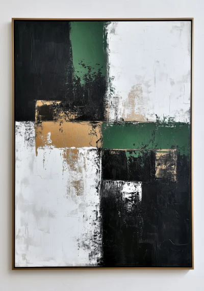 Green and Black Abstract Painting