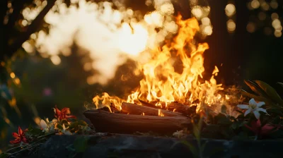 Cremation Ceremony at Sunset