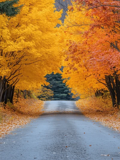 Maple Trees on Both Sides of Road