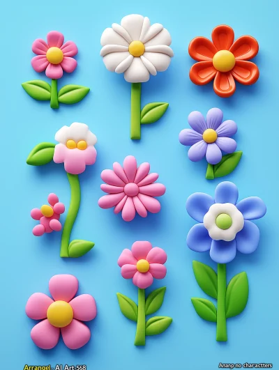 Cute Flowers 3D Rendering