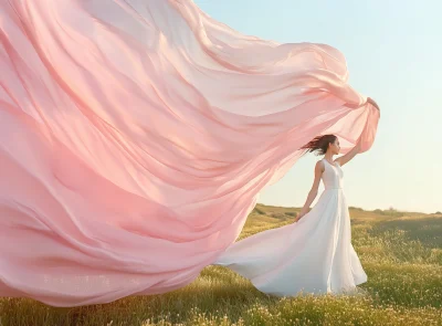 Elegant Woman in White Dress