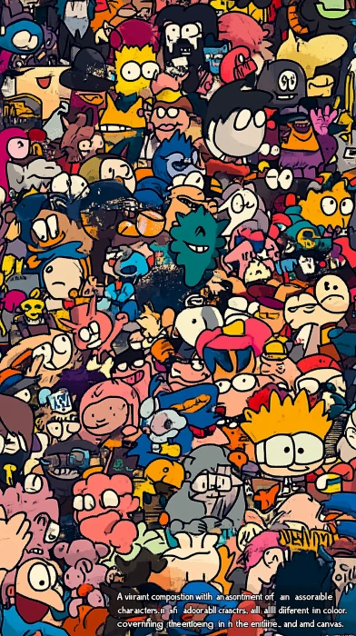 Colorful Cartoon Characters Composition