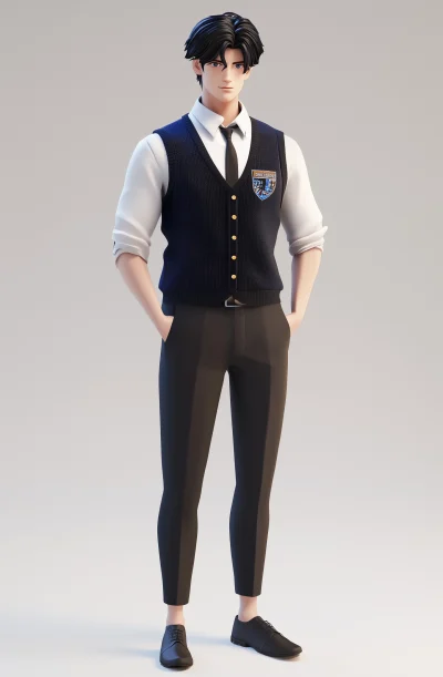 Handsome Male High School Student 3D Model