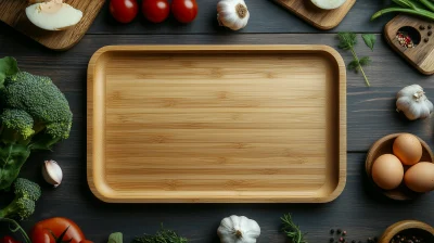 Healthy Food on Bamboo Tray