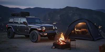 Black Jeep SUV Off-Roading