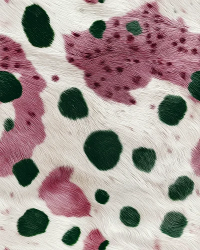 Green Spots on Tricolored Spotted Cow Hide