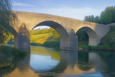 Stone Bridge Crossing River