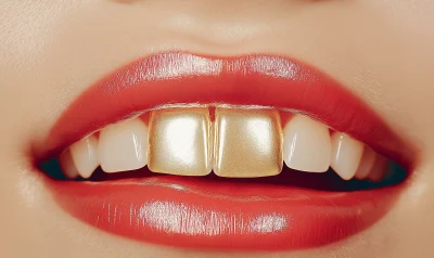 Stylish Woman with Gold Teeth