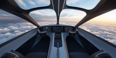 Minimalist Flight Deck with Panoramic Windows