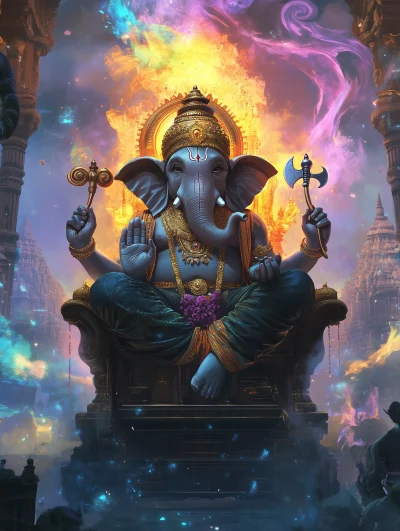 Enchanting Lord Ganesha Fantasy Scene