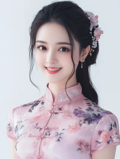 Beautiful Chinese Young Woman in Traditional Attire