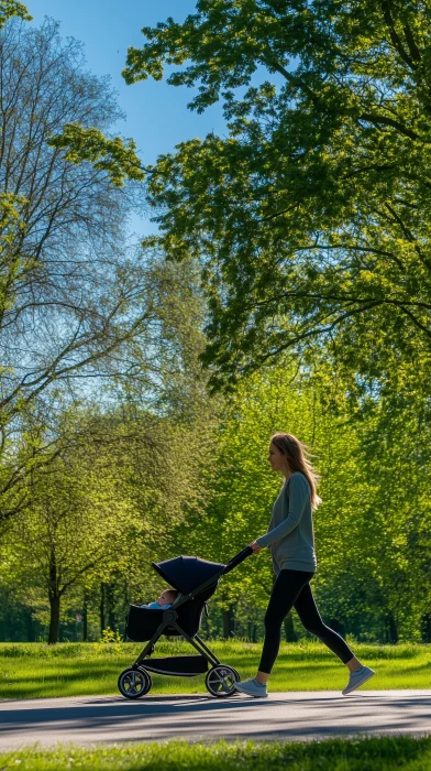 Mother with Stroller in the Park