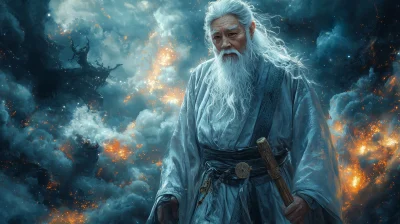 Chinese Dwarf God of Land Illustration