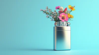 Silver Zippo Lighter with Flowers