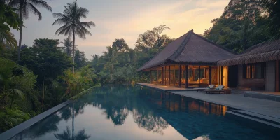 Luxurious Balinese Tropical Villa at Dawn