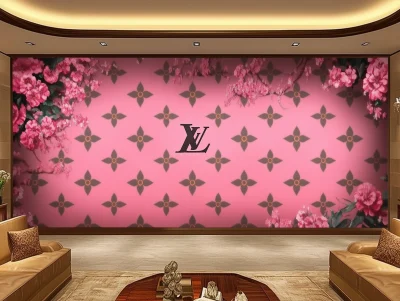 Luxurious Louis Vuitton Pattern on a Large Wall