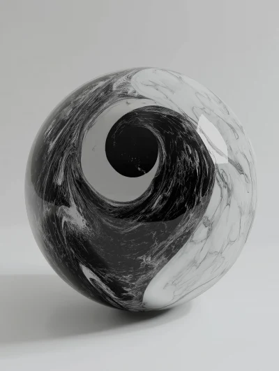 Black and White Marble Yin and Yang Symbol