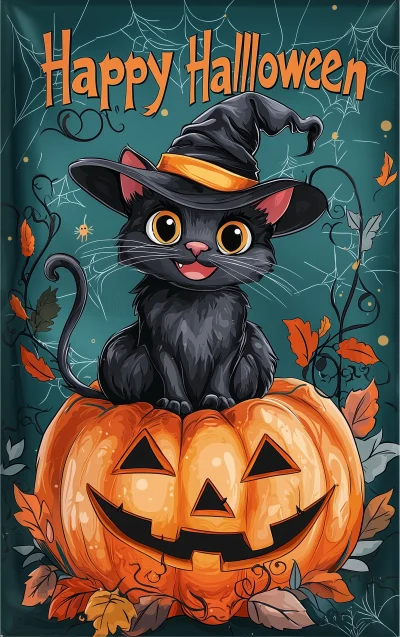 Cute Halloween Cat Illustration