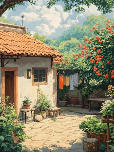 Simple Countryside Courtyard