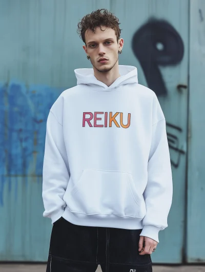 White Hoodie Printed Design