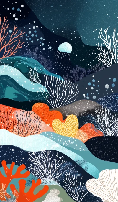 Colorful Coral Ocean Illustration