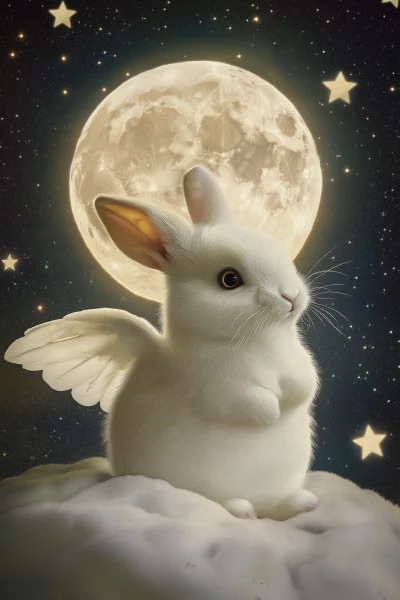 Night Sky Rabbit Illustration