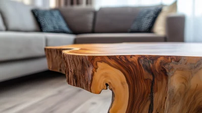 Live Edge Wooden Accent Coffee Table