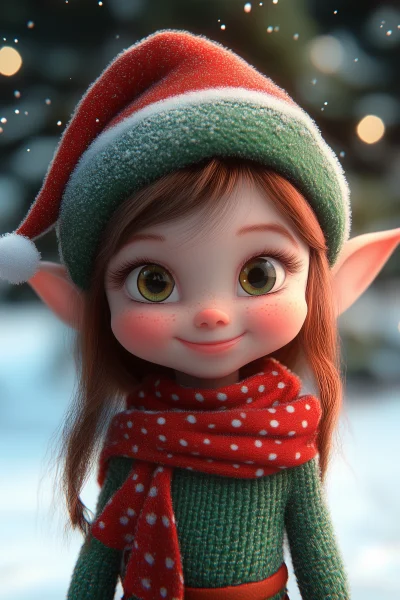 Animated Christmas Elf Girl