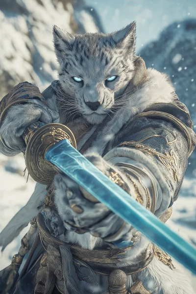 Fantasy Snow Panther Tabaxi Kensei Monk