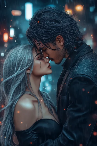 Hyperrealistic Illustration of a Couple in a Night City