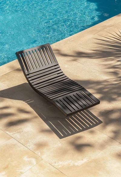 Metal Sun Lounger by the Pool