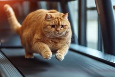 Fat Cat on Treadmill