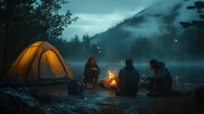 Campfire Friends Toasting Marshmallows