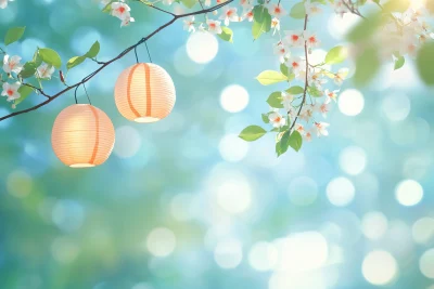 Tropical Paper Lanterns Background