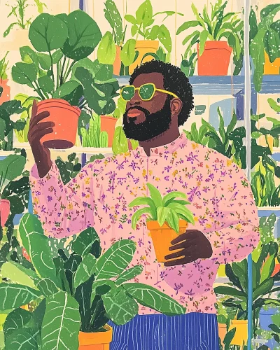 Nigerian Man in Plant Store