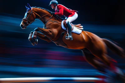 Studio Panning Horse and Rider Photo