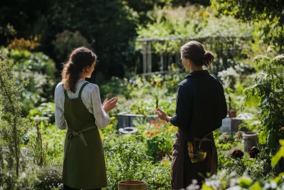 Green Apron Chat in Beautiful Garden