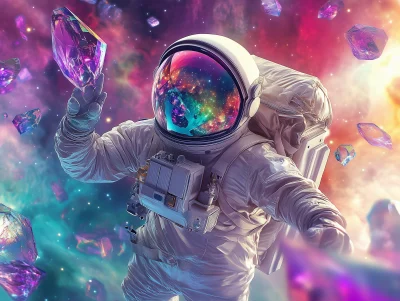 Galactic Astronaut Among Crystals