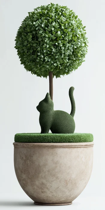 Cat Topiary Tree in Clay Pot