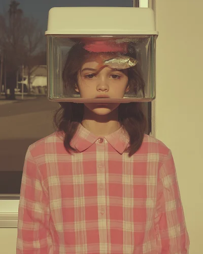 Woman with a Fish Tank on Head