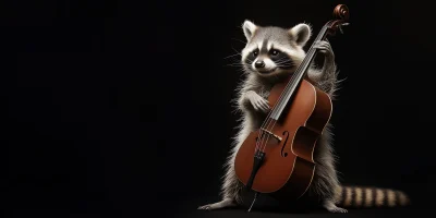 Playful Raccoon with Double Bass