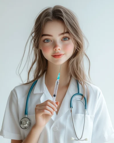 Happy Young Nurse in Studio