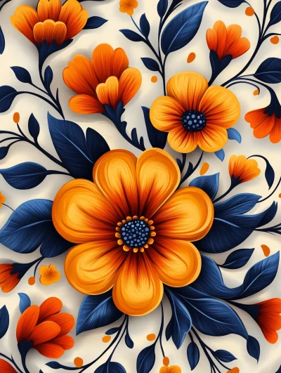 Traditional Polish Folk Art Talavera Pattern