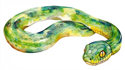 Cute Snake Watercolor Clipart