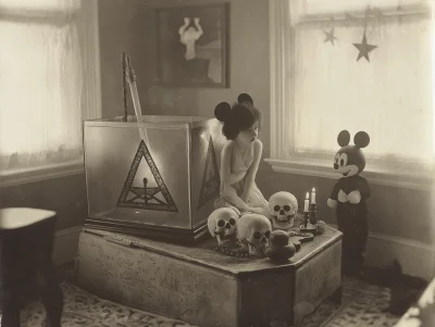 Satanic Pentagram and Mickey Mouse Skulls