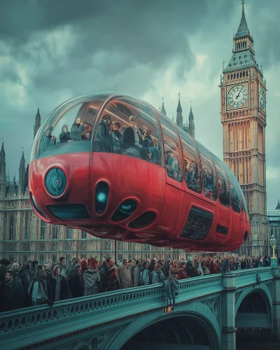 Futuristic London Red Bus