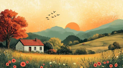 Off Grid Living Homestead Illustration