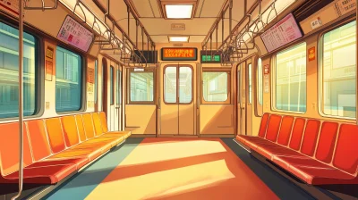 Japanese Train Interior in the Morning