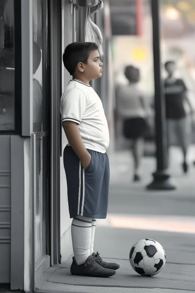 Curious Boy in Soccer Uniform