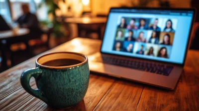 Virtual Team Meeting on Laptop Screen